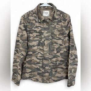 Women's Mudd Camo Full Zip Snap Cotton‎ Military Jacket Size Medium